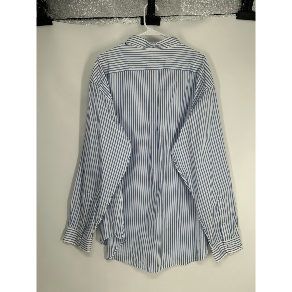 Polo Ralph Lauren Shirt 3XL Big 3XB White Blue Striped Classic Fit Button Down - Picture 2 of 6